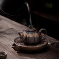 Japanese Retro Ceramic Kung Fu Tea Set Iron Glaze Persimmon Teapot with Domestic Handle Stoneware Single Tea Pot