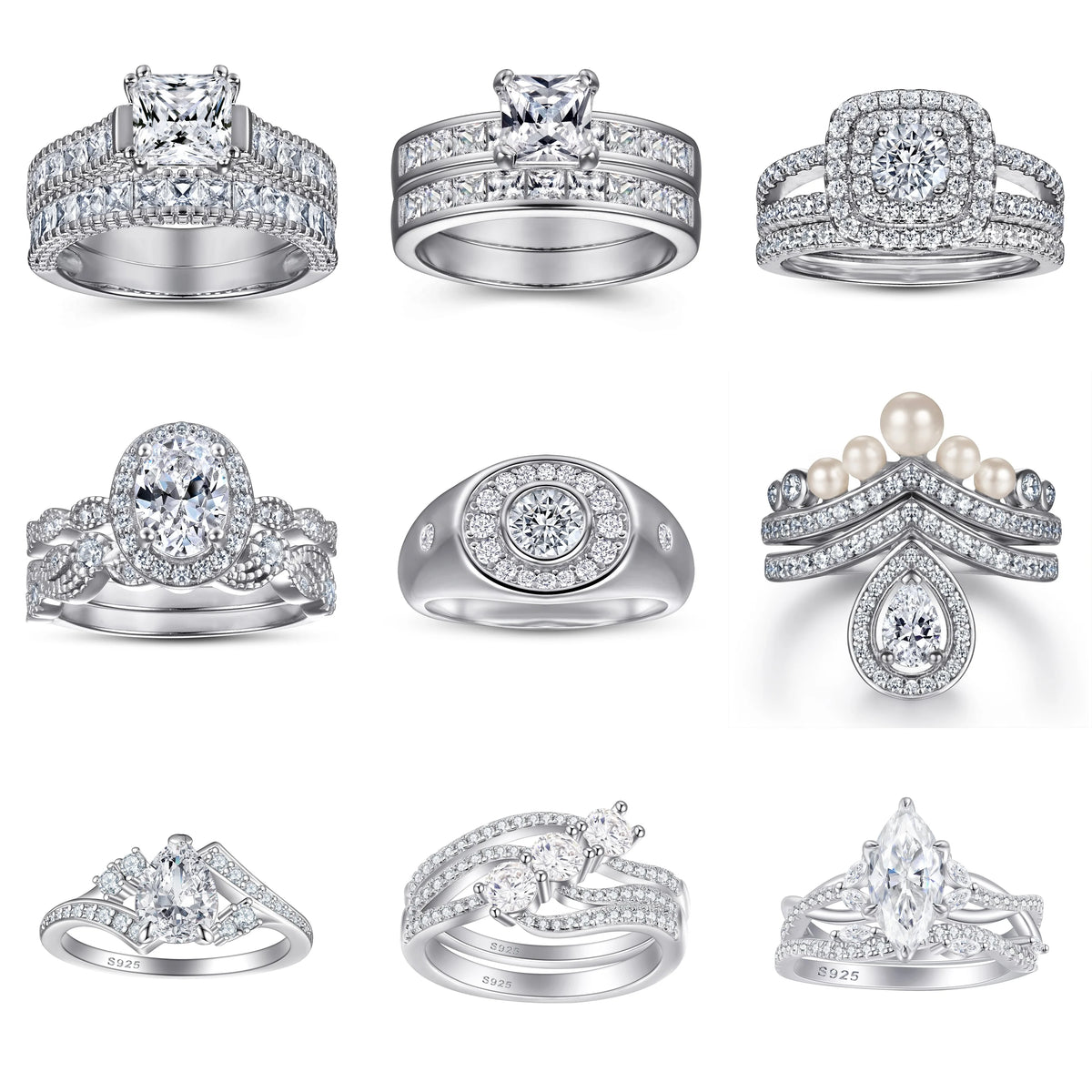 Custom Jewelry Manufacturer 925 Sterling Silver Ring Micro Pave Cubic Zirconia Women Engagement Ring Wholesale Suppliers MegaBDM