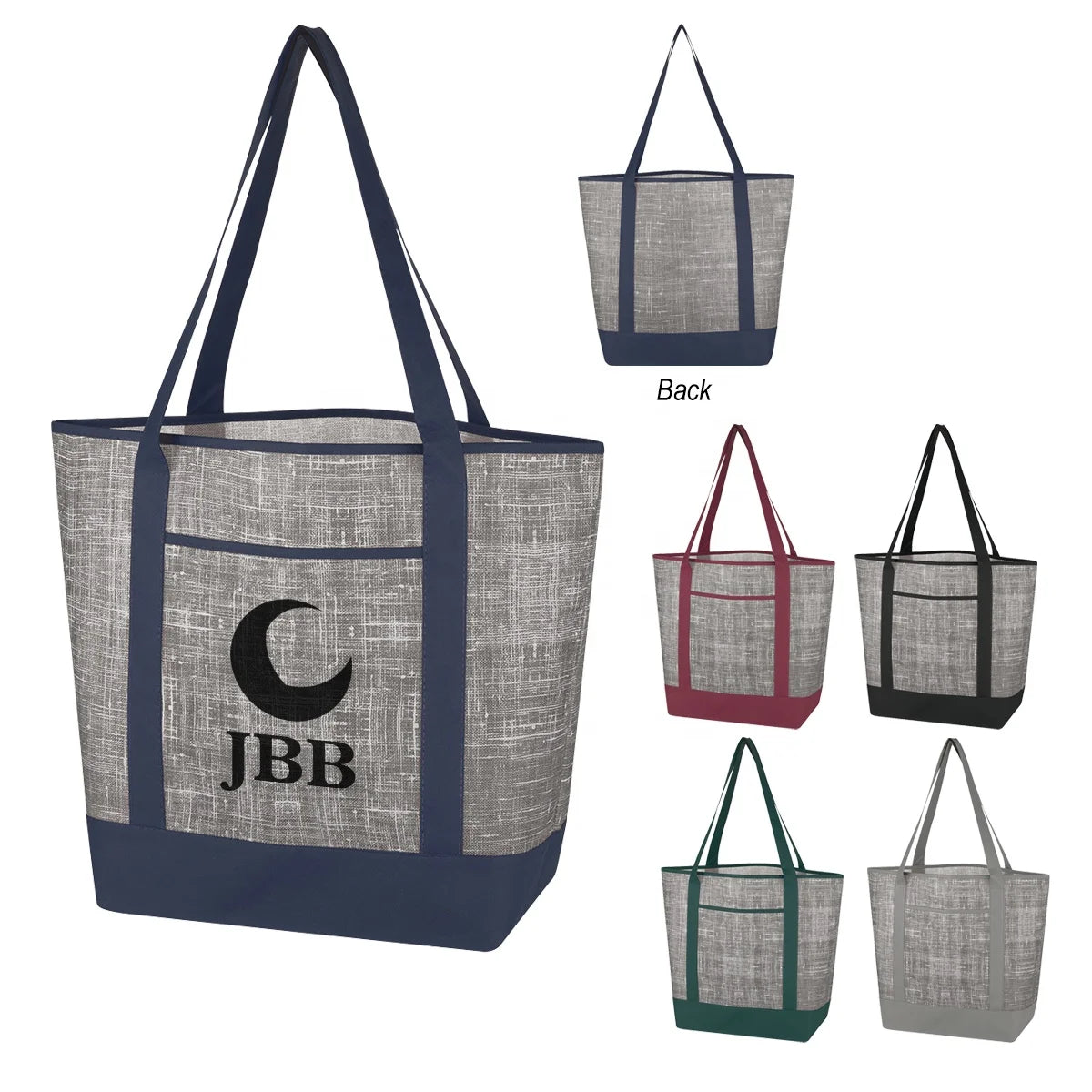 Ruth Bellevue Clear Medium Shopping Tote Bag with Front Pocket Non-Woven Custom with Letter Pattern