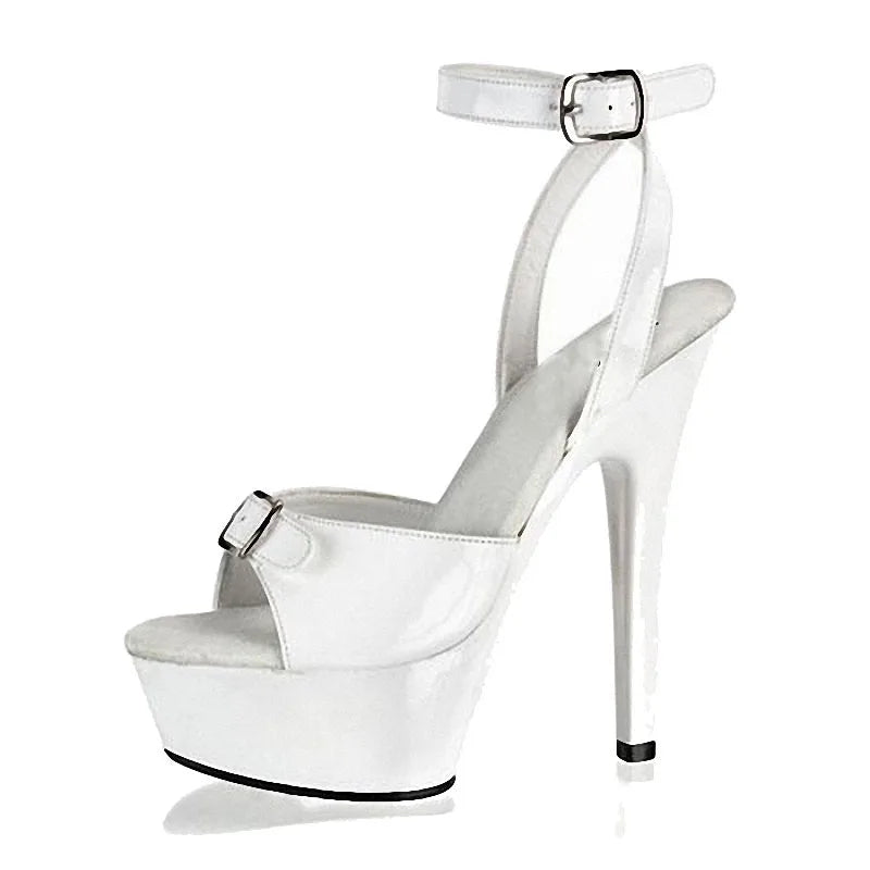 White fashion elegant stiletto 15 cm platform high heels steel tube dance shoes stage shoes Club High Heels Sandals