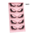 5 Pairs Handmade Cat Eye Lashes Free Shipping Winged Natural Synthetic Hair Black Cotton Stalk Thick Eyelashes Makeup