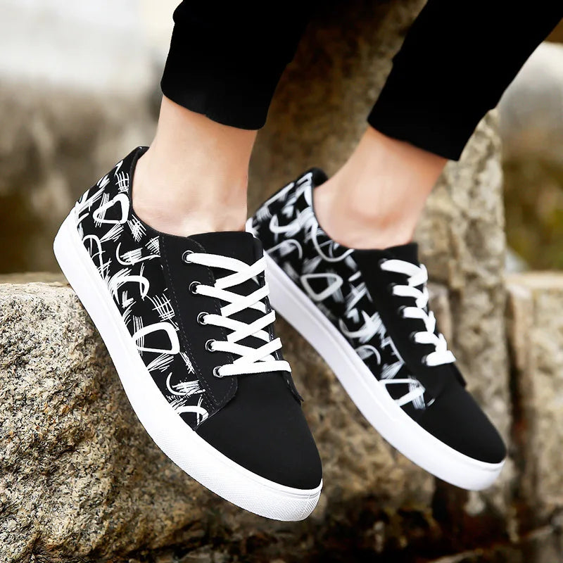 Leisure High Top Shoes Korean Version Student Stretch Fabric Breathable Men's Casual Trend Youth Board Shoes Wholesale