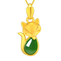 Vietnam Sand Gold Green Chalcedony Pendant Female Gold-Plated Jade Fox Necklace