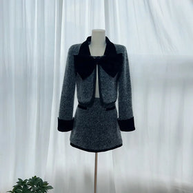 Fashion Style Autumn New Set Women's Plush Short Coat Half Skirt Two Piece Set
