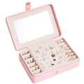 Custom Logo PU Leather Jewelry Box Modern Style Rectangle Jewelry Organizer with Mirror
