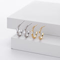 Dropshipping 925 Sterling Silver C-shaped Zircon and Water Drop Shape Zircon Stud Earring Jewelry for Women