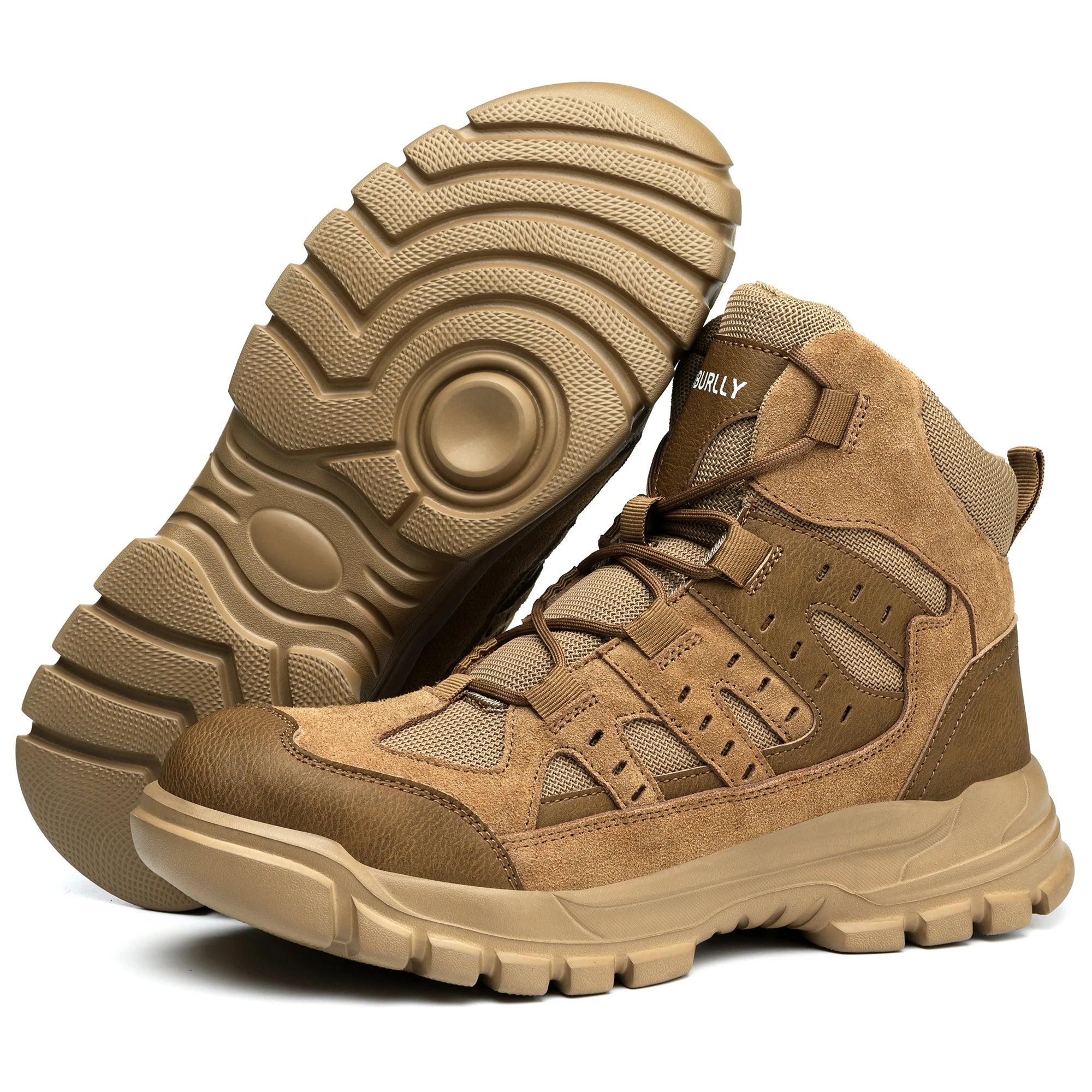 Stock Anti-Blocking Anti-Smashing Impact Resistance Safety Shoes Boots Suede Leather Mesh Steel Toe Breathable PU Winter Autumn