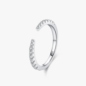 Ailmay 925 Sterling Silver Fashion Open Size Sparkling CZ Index Finger Ring for Women Classic Wedding Engagement Fine Jewelry