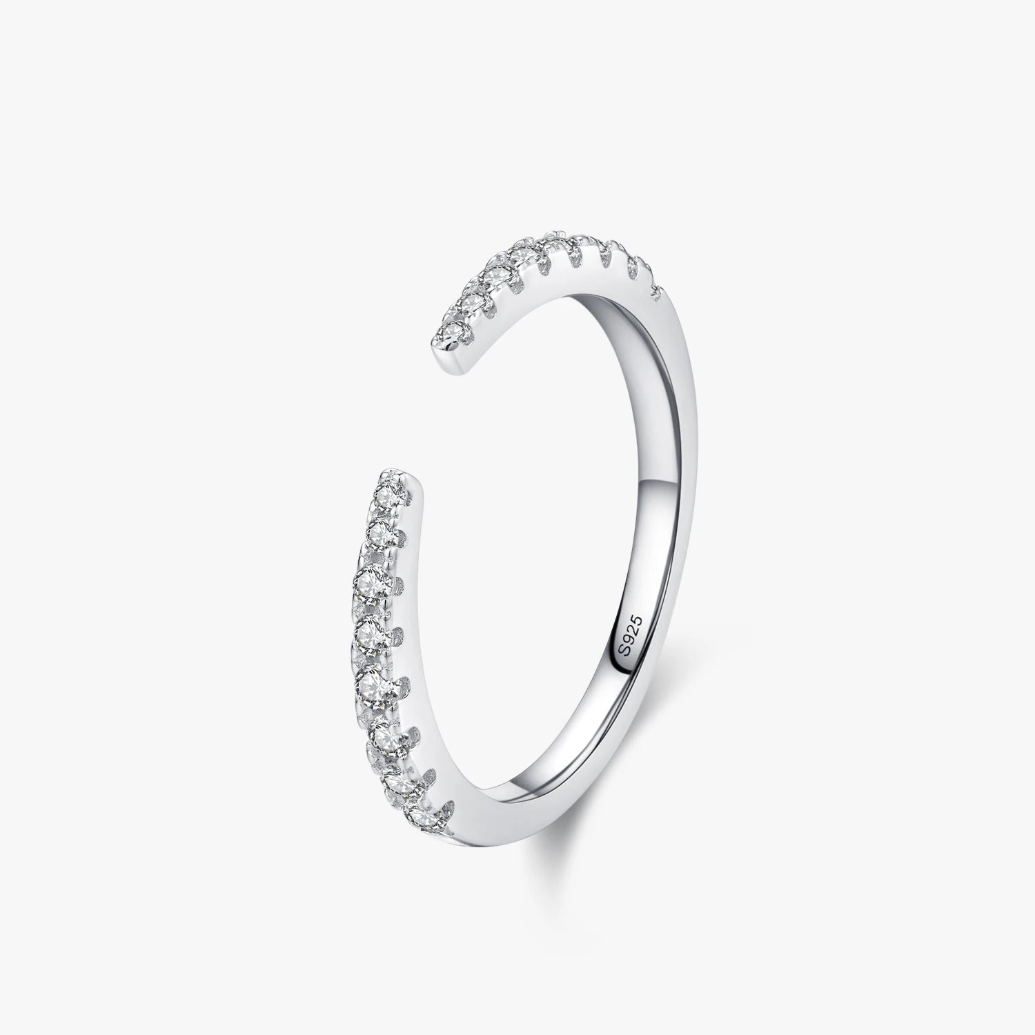 Ailmay 925 Sterling Silver Fashion Open Size Sparkling CZ Index Finger Ring for Women Classic Wedding Engagement Fine Jewelry