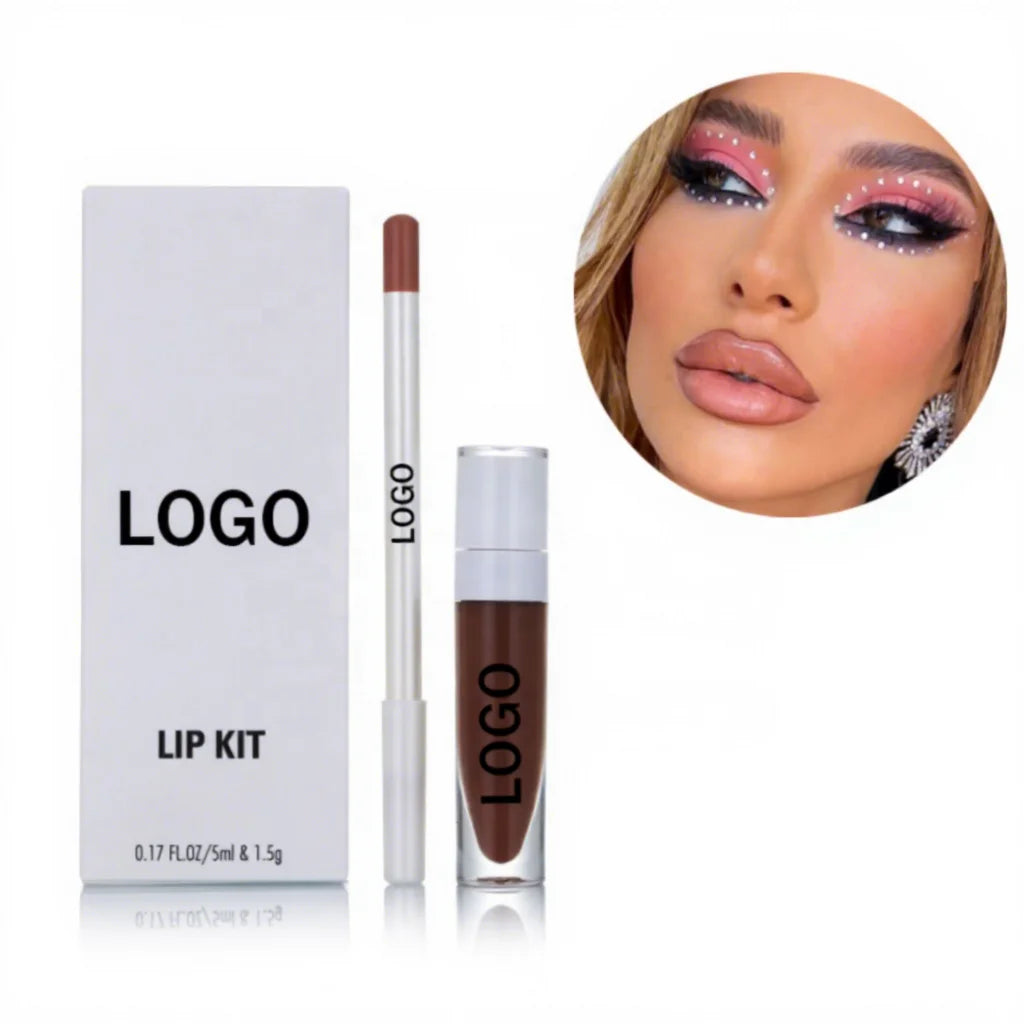 Popular Lip Set Matte Creamy Lip Liner White Packaging Lip Kit with Private Label