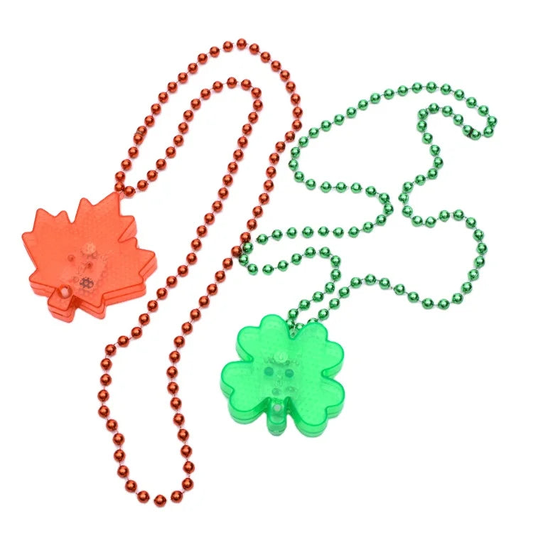 Shamrock St Patrick's Day Decorations Clover Necklace with LED Light for Party Celebrations