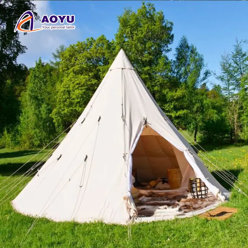 Aoyu High Quality Yurt Luxury Tent Glamping Hotel Outdoor Canvas Teepee Tent Indian Tents for Sale
