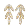 Fashion Zircon Leaves Shaped Earrings Luxury Bling Cubic Zirconia Designer Earrings Women