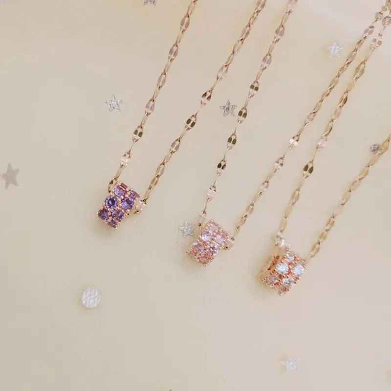 Charm Pendant Titanium Stainless Steel Delicate Diamond Choker Necklace Jewelry for Women Crystal Necklaces