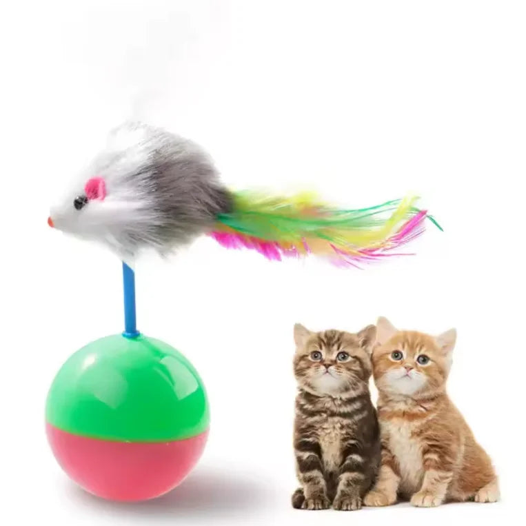 Hot-selling Interactive Cat Toy Mouse Colorful Plush Cat Tumbler Toy Ball Squeaky Cat Teaser Toy With Bell Fur Mouse