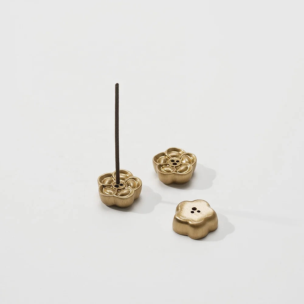 CHENLANG Cute Flower Design Brass Incense Stick Holder Burner Portable Eco-Friendly Long-lasting Customizable Home Fragrance