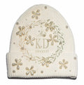 KD Beanie Manufacture Custom OEM ODM Designer Warm Pearly Snowflake Rib Knit Beanie Hat