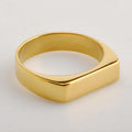 INS Simple Stainless Steel Gold Plated Shiny Flat Bar Circle Rings Titanium Steel Cat Eternity Band Rings Rectangle Plate Ring