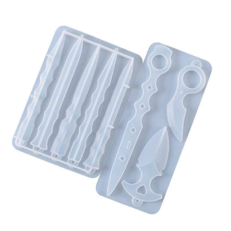 2 Types Knife&Darts Shape Silicone Epoxy Resin Casting Molds for Making Keychains Ring Door Opener Silicone Key Chain Molds