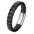 Retro Men's Braided Black Leather Bracelet Vintage Handmade Genuine Leather Hand Jewelry With Magnetic Closure