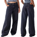 Wholesale Custom Boyfriend Jeans for Women 100% Cotton Black Wide Leg Jeans Low Waist Distressed High Quality Baggy Jeans Women
