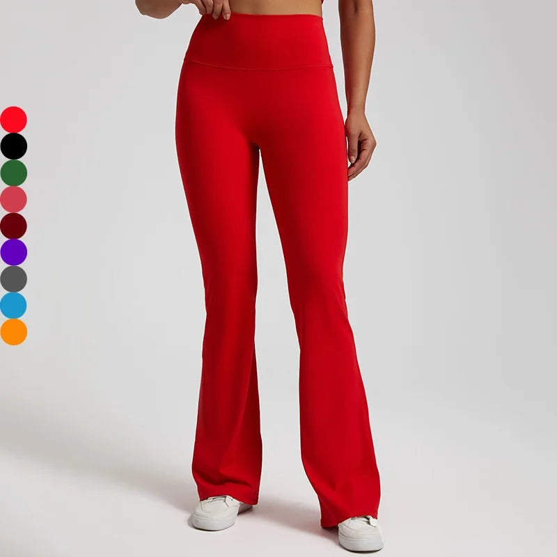 Custom OEM 4-Way Stretch High Waist Flared Wide Leg Yoga Leggings for Women
