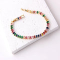 Fashion 20cm Cubic Zircon Dainty Colorful Brass Bracelet Link Chain CZ Stone PVD Gold Plated Tennis Bracelets Women