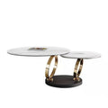 Foshan Furniture Living Room Metal Table Basse 2 Round Marble Centre Table Rotatable Gold Silver Black Steel Frame Coffee Tables