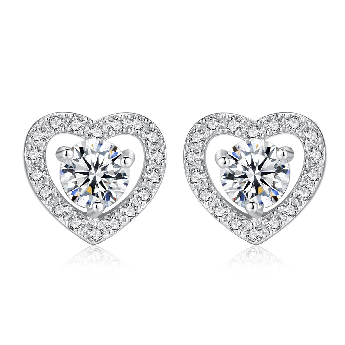 Jewelry Wholesale Trendy Heart-Shape 925 Sterling Silver Earrings Full Diamond CZ Valentine's Day Gift Engagement Love Hollow