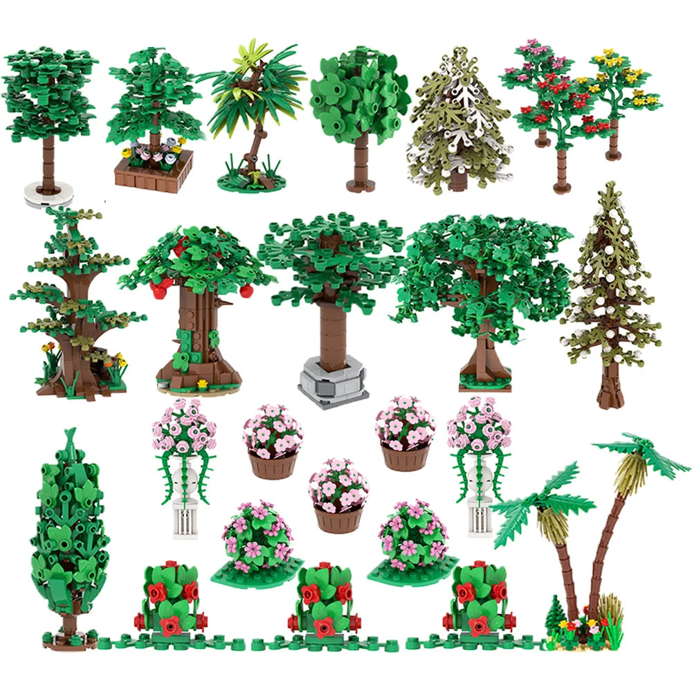 Mooxi Farm Forest Moc Scene Building Blocks Trees Flower Jungles City Park Plant Tree DIY Educational Toys for Kids