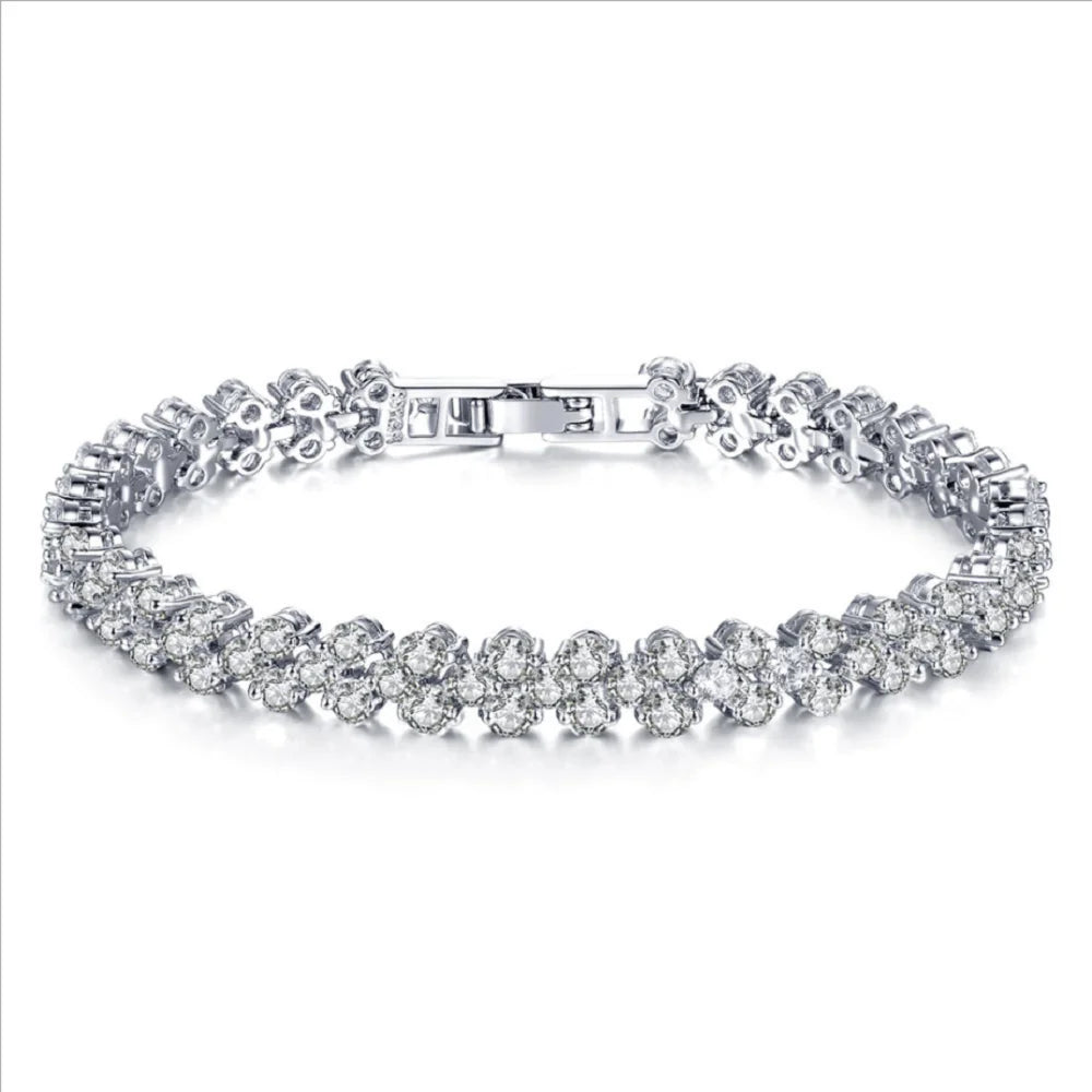 Fashion Brass Alloy Heart Shape Wrap Bracelet Diamond Inlaid Roman Crystal Bracelets Jewelry
