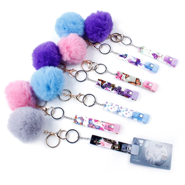 Hot Sale Custom logo ATM Color Acrylic Material Acrylic Keychain Cara Device Long Nails Credit Card Card Device Keychain