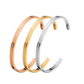 BINSHUO Wholesale Custom Stainless Steel Jewelry Letter Engraving "FOREVER LOVE ONLY YOU" Zircon C Type Woman Cuff Bracelet Gift
