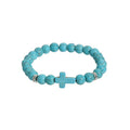 Unisex Tiger Eye & Turquoise Beaded Bracelet Mixed Material Classic Style Matte Black Finish for Wedding Party and Gift