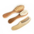 New Arrival Custom Logo 3Pcs Wood Hair Brush Set Eco-Friendly Goat Bristle Soft Feature Box Package