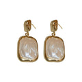 Wholesale Fashion Women's Trendy New Design Geometric-shaped Earrings with Gold Plated Simulated Baroque Pearl Pendant Jewelry