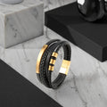 Factory Supplier Custom Stainless Steel Leather Bracelet Brown for Men