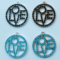 Creative Love Circle Rhinestone Gold Plated Alloy Charms Necklace Pendant Classic Style Party High-quality