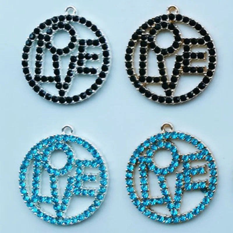 Creative Love Circle Rhinestone Gold Plated Alloy Charms Necklace Pendant Classic Style Party High-quality