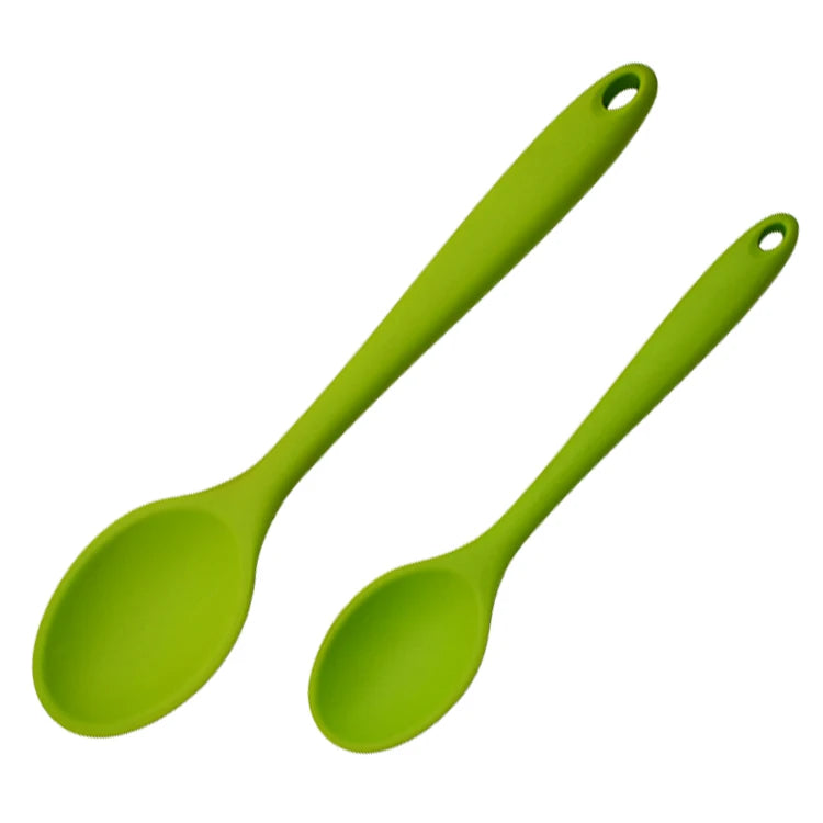 Solid Green Silicone Cooking Spoon Non-Stick Kitchen Utensil for Home Kitchen Use