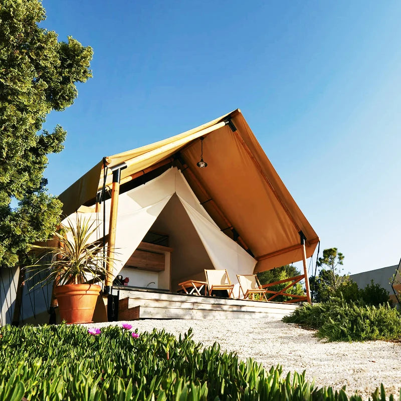 2-4 Persons Family Living Resort Outdoor Hotel Safari Luxury Glamping Tent With Bathroom