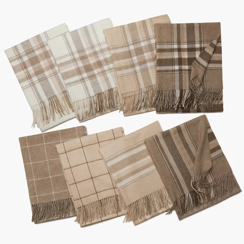 Wholesale Grade Quality Mongolian Pure 100% Cashmere Plaid Poncho Men Women Scarf Warm Wool Comfortable Long Shawl Pashmina