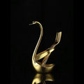 Spoon Fork Flatware Swan Shape Holders Gold Stainless Steel Flatware Base Holder for Home Dinnerware or Wedding Party Decoration
