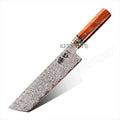 KEENHOPE 89-Layers Damascus Steel VG10 Blade 8 Inch Nakiri Japanese Cleaver Brass Inlaid Mammoth Stone USA Desert Ironwood