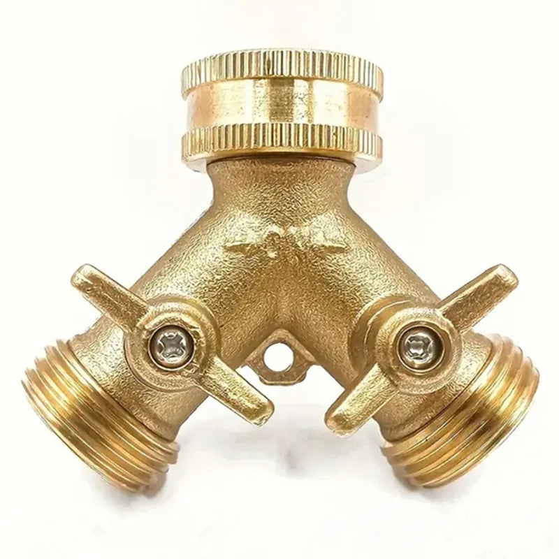 Garden Brass Two-way Diverter Garden Y-shaped Hose Diverter Ball Valve Faucet Three-way Watering Brass Connector