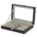 Luxury PU Leather Pen Display Case 1/2/3 Layer 12 Slot Fountain Pen Organizer Box With Glass Window Executive Desk Storage Chest