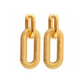 New Trend 18K Gold Plated Stainless Steel Chain Stud Earrings with Zircon for Parties Weddings Engagements Anniversaries