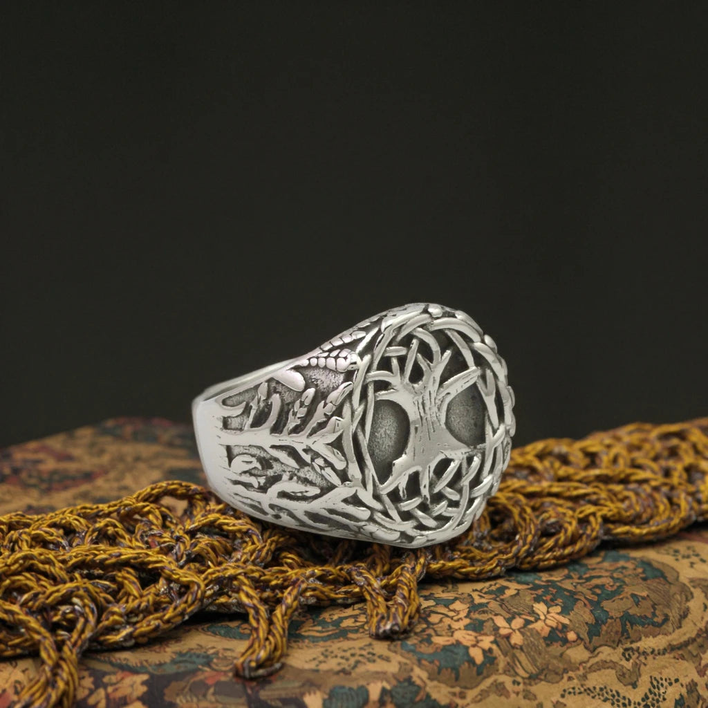 Tree Ring Men Retro Solid Silver Stainless Steel Tree Life Ring Customized Wholesale Celtic Wedding Anniversary