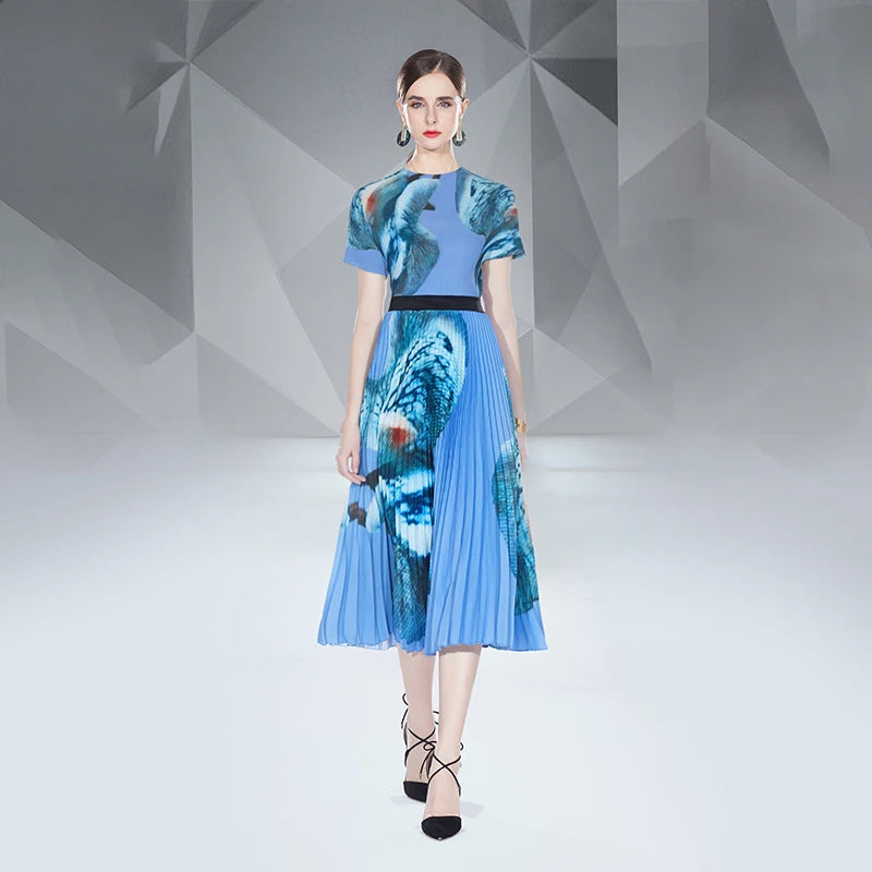 Women Clothing Dress Custom Suit Women s Summer Design Fashion Printed Stretch Top Skirt Elegant Graceful Two Piece Set