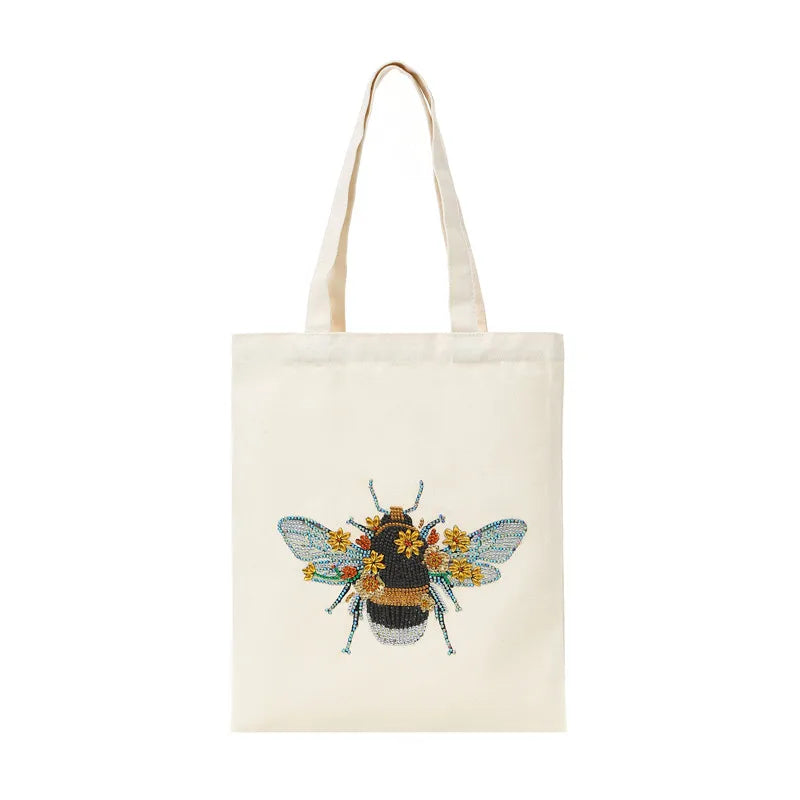 DIY Fashion Shopping Bag Animal Sticker Diamond Painting Crystal Tote Bag Advertising Canvas Bag Embroidered Handbag Environment